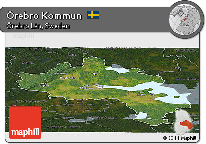 Satellite Panoramic Map of Örebro Kommun, darken