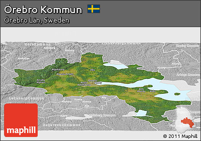 Satellite Panoramic Map of Örebro Kommun, lighten, desaturated