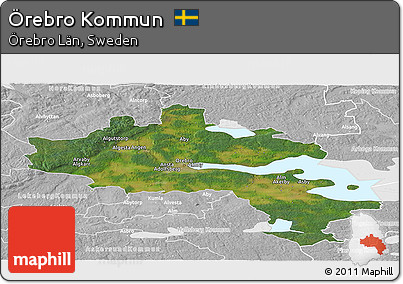 Satellite Panoramic Map of Örebro Kommun, lighten, desaturated