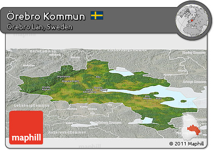 Satellite Panoramic Map of Örebro Kommun, lighten, semi-desaturated