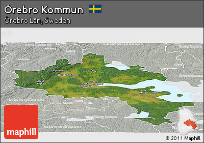 Satellite Panoramic Map of Örebro Kommun, lighten, semi-desaturated