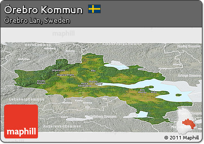 Satellite Panoramic Map of Örebro Kommun, lighten, semi-desaturated