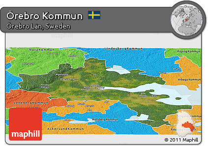 Satellite Panoramic Map of Örebro Kommun, political outside