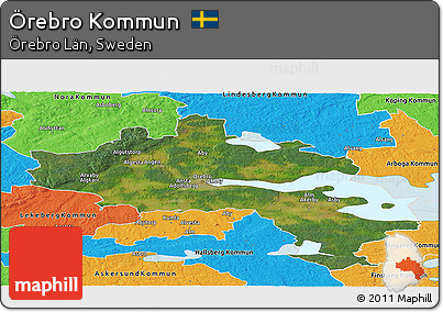 Satellite Panoramic Map of Örebro Kommun, political outside