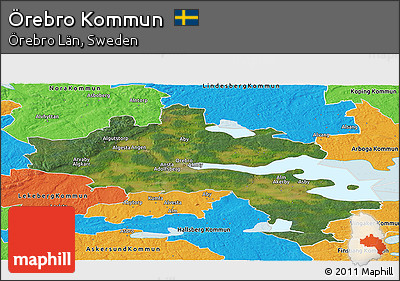 Satellite Panoramic Map of Örebro Kommun, political outside