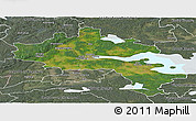 Satellite Panoramic Map of Örebro Kommun, semi-desaturated