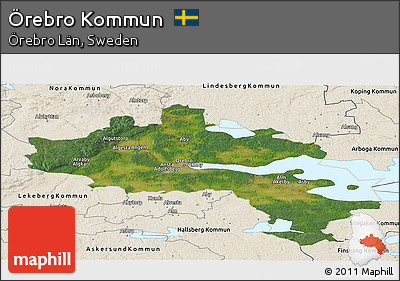 Satellite Panoramic Map of Örebro Kommun, shaded relief outside