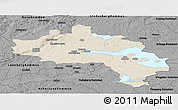 Shaded Relief Panoramic Map of Örebro Kommun, darken, desaturated