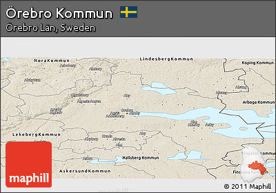 Shaded Relief Panoramic Map of Örebro Kommun