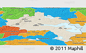 Shaded Relief Panoramic Map of Örebro Kommun, political outside
