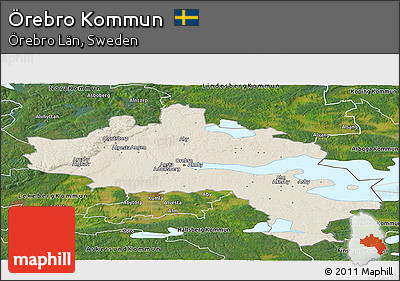 Shaded Relief Panoramic Map of Örebro Kommun, satellite outside