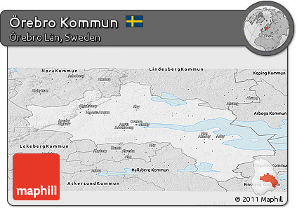 Silver Style Panoramic Map of Örebro Kommun