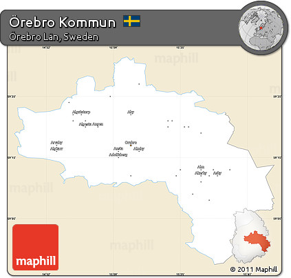 Classic Style Simple Map of Örebro Kommun, single color outside