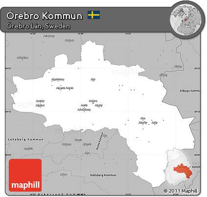 Gray Simple Map of Örebro Kommun