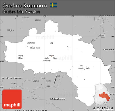 Gray Simple Map of Örebro Kommun