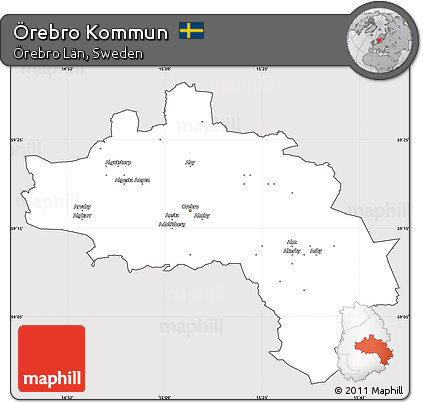 Silver Style Simple Map of Örebro Kommun, cropped outside