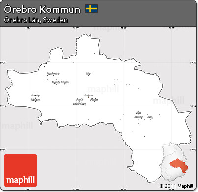 Silver Style Simple Map of Örebro Kommun, cropped outside
