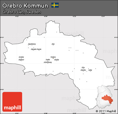 Silver Style Simple Map of Örebro Kommun, cropped outside