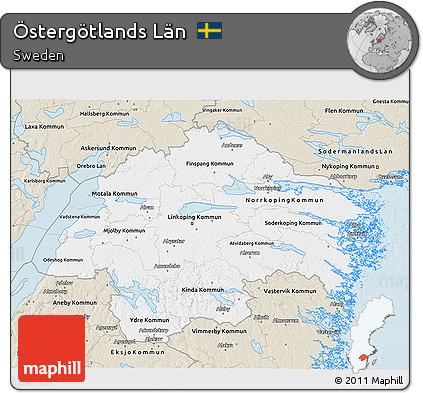 Classic Style 3D Map of Östergötlands Län