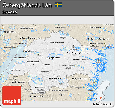 Classic Style 3D Map of Östergötlands Län