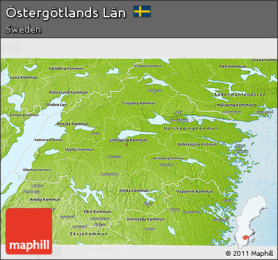 Physical 3D Map of Östergötlands Län