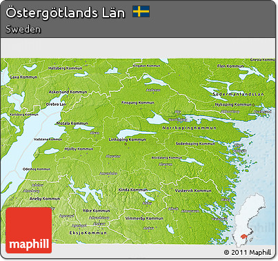 Physical 3D Map of Östergötlands Län