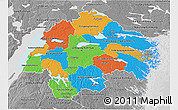 Political 3D Map of Östergötlands Län, desaturated