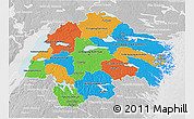 Political 3D Map of Östergötlands Län, lighten, desaturated