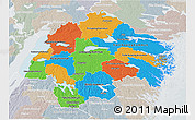 Political 3D Map of Östergötlands Län, lighten, semi-desaturated