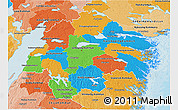 Political 3D Map of Östergötlands Län, political shades outside