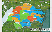 Political 3D Map of Östergötlands Län, satellite outside