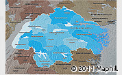 Political Shades 3D Map of Östergötlands Län, darken, semi-desaturated