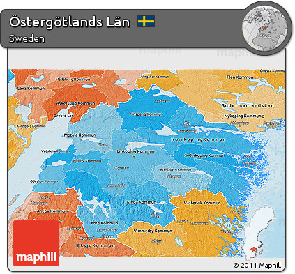 Political Shades 3D Map of Östergötlands Län