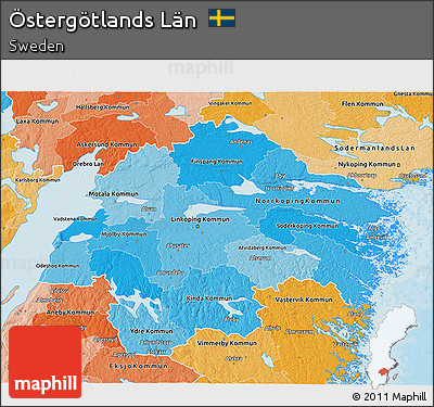 Political Shades 3D Map of Östergötlands Län