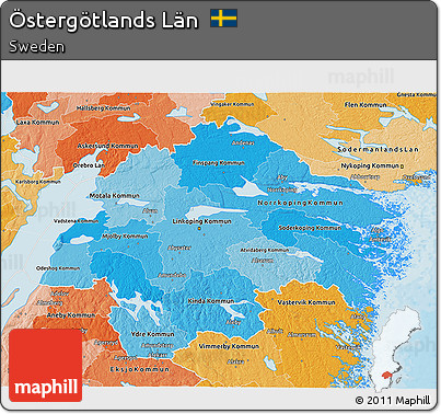 Political Shades 3D Map of Östergötlands Län