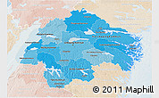 Political Shades 3D Map of Östergötlands Län, lighten