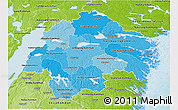 Political Shades 3D Map of Östergötlands Län, physical outside