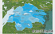 Political Shades 3D Map of Östergötlands Län, satellite outside