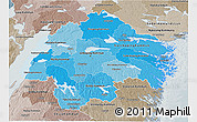 Political Shades 3D Map of Östergötlands Län, semi-desaturated