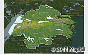 Satellite 3D Map of Östergötlands Län, darken