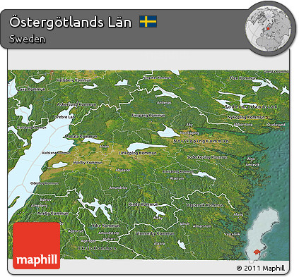 Satellite 3D Map of Östergötlands Län