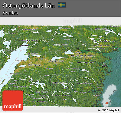 Satellite 3D Map of Östergötlands Län