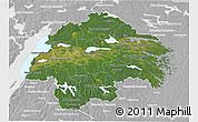 Satellite 3D Map of Östergötlands Län, lighten, desaturated