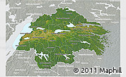Satellite 3D Map of Östergötlands Län, lighten, semi-desaturated