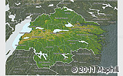 Satellite 3D Map of Östergötlands Län, semi-desaturated