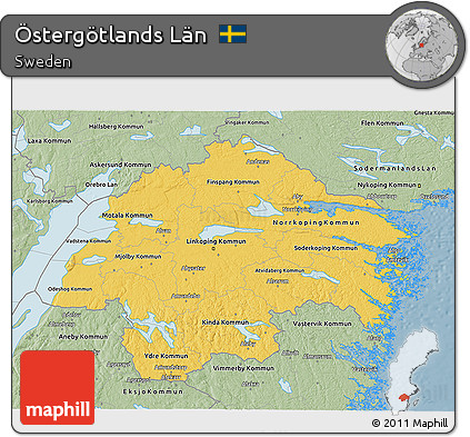 Savanna Style 3D Map of Östergötlands Län
