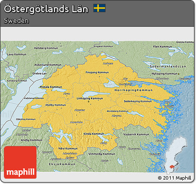 Savanna Style 3D Map of Östergötlands Län