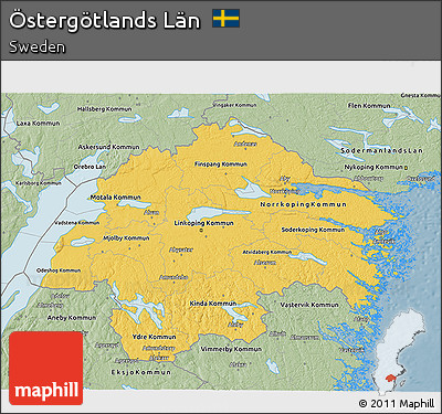 Savanna Style 3D Map of Östergötlands Län