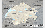 Shaded Relief 3D Map of Östergötlands Län, darken, semi-desaturated