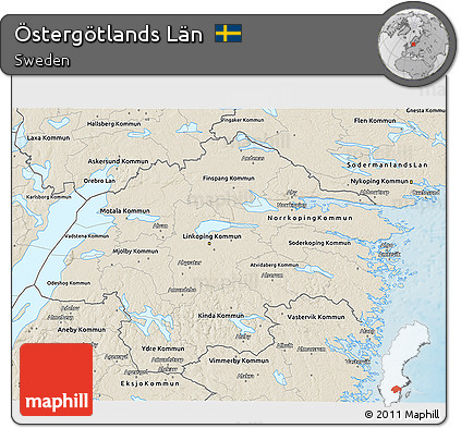 Shaded Relief 3D Map of Östergötlands Län